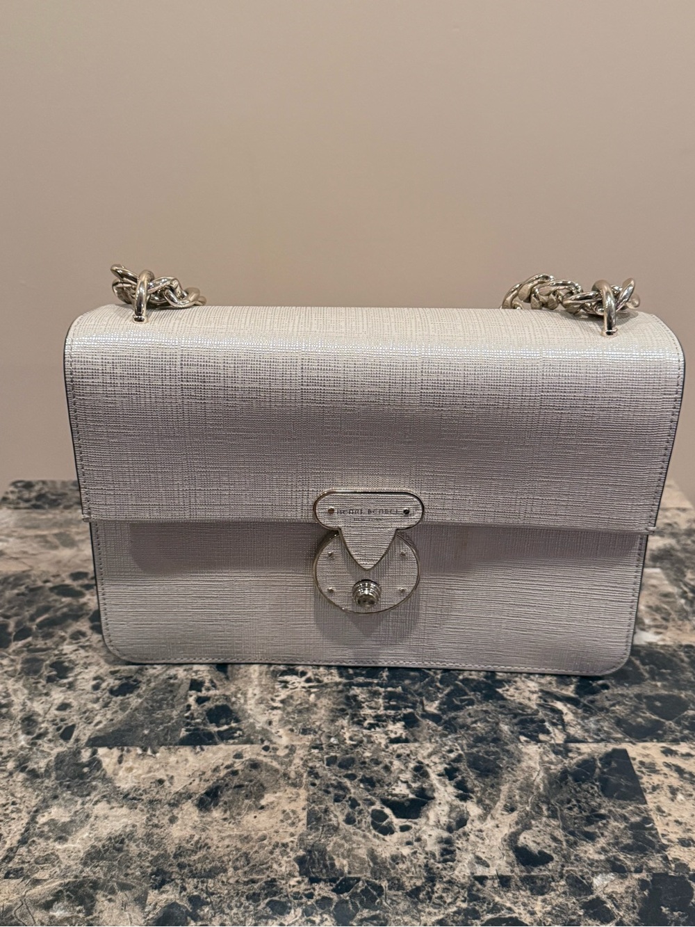 Henri Bendel Warren Street Ivory Textured Leather Flap Bag - Picture 3 of 16